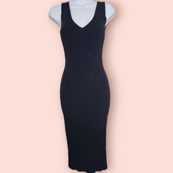 Michael Kors Dresses & Skirts - Michael Kors twilight blue ribbed sleeveless v neck Bodycon midi dress size XS